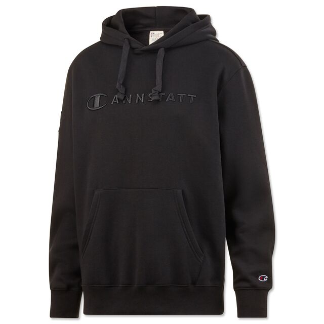 schwarzer Hoodie mit schwarzer Aufschrift Cannstatt