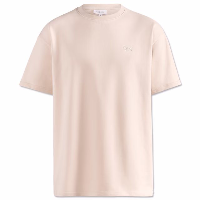 beigefarbenes T-Shirt mit kleinem beigefarbenen VfB Logo