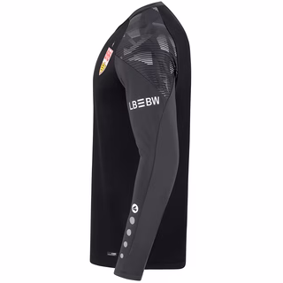 Seitenansicht des schwarzen Sweatshirts mit LBBW auf dem Ärmel