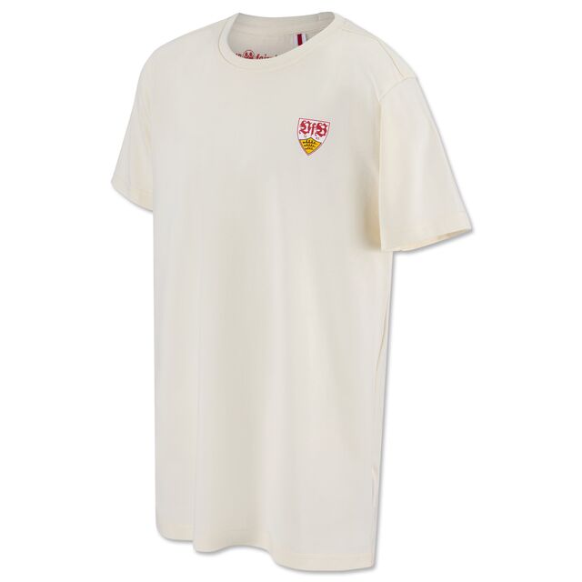 T-Shirt in Offwhite mit kleinem VfB Wappen auf der Brust
