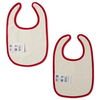 weiße Rückseite der Lätzchen mit rotem Rand