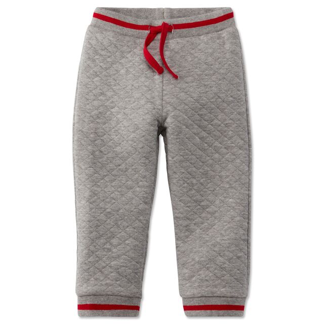graue Jogginghose mit roten Bändeln