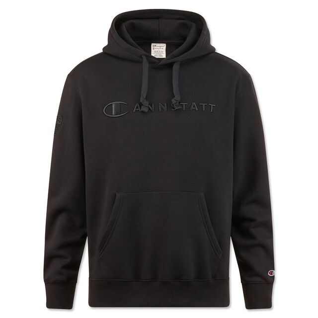 schwarzer Hoodie mit schwarzer Aufschrift Cannstatt