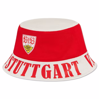 weiß-roter Fischerhut mit VfB Wappen und Aufschrift VfB Stuttgart