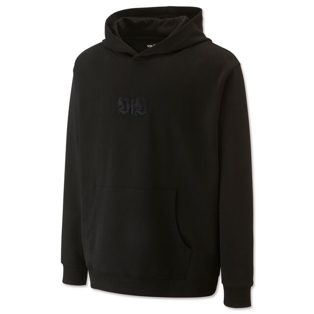 Schwarzer Hoodie mit gesticktem schwarzen VfB Schriftzug in der Mitte 