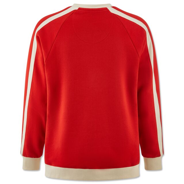 weiß-rote Rückseite des Sweaters