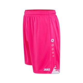 Seitenansicht der pinken VfB Torwartshorts 25/26 mit weißen Elementen