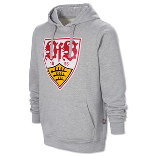 grauer Hoodie mit Kängurutaschen und großem VfB Wappen