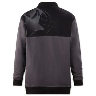 grau-schwarze Rückseite des Zip-Hoodies mit Champions League Ball