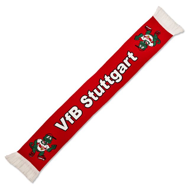 roter Schal mit Fritzle an beiden Enden und der weißen Aufschrfit VfB Stuttgart