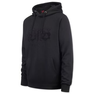 schwarzer Hoodie mit großem schwarzen VfB Schriftzug und darunter der Aufschrift Stuttgart