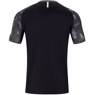 schwarze Rückseite des Trainingsshirts mit grauen Ärmeln