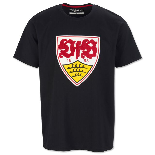 schwarzes T-Shirt mit großem VfB Wappen
