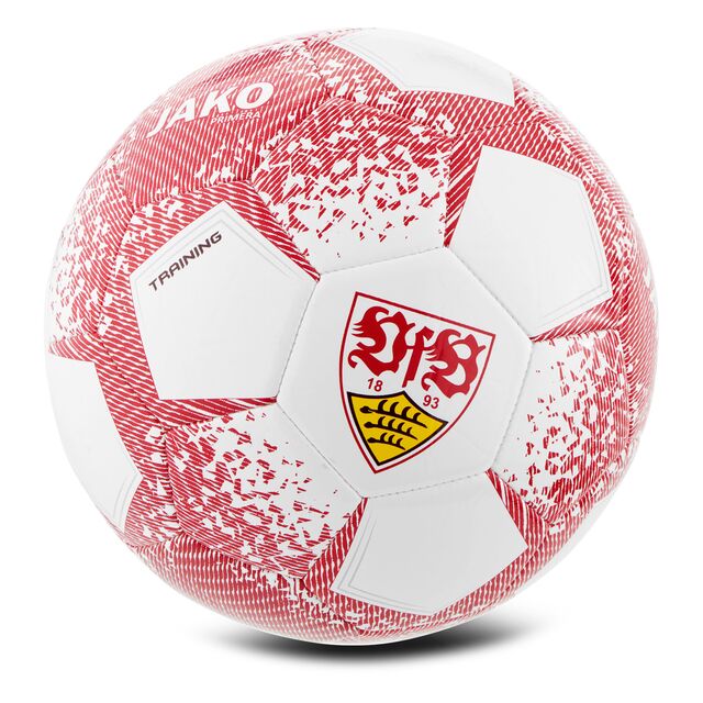 Ball in Weiß und Rot mit VfB Wappen 
