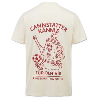 Rückseite mit Schriftzug Cannstatter Kännle (oben) und Für den VfB, eine Stadt, ein Verein (unten). In der Mitte befindet sich eine Abbildung einer Kanne mit Gesicht und Ball am Fuß