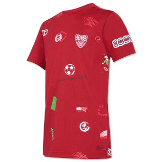 rotes T-Shirt mit VfB- und Fußballelementen