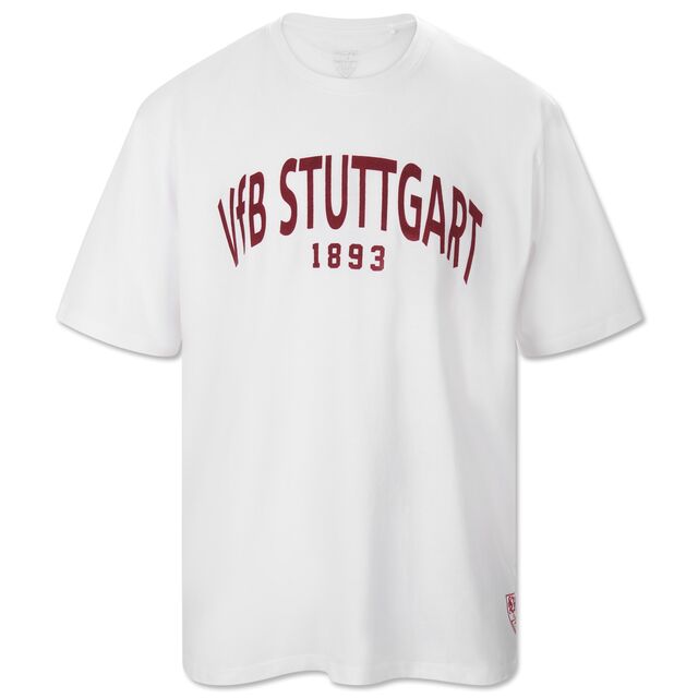 weißes oversized T-Shirt mit roter Aufschrift VfB Stuttgart 1893