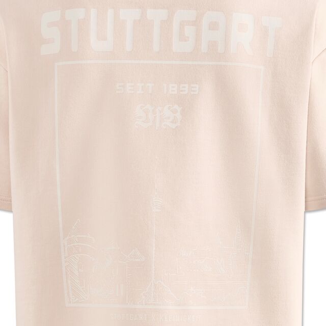 Nahaufnahme der Grafik des Stadtbilds von Stuttgart auf dem T-Shirt