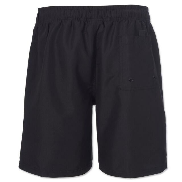 schwarze Rückseite der VfB Badeshorts mit Tasche