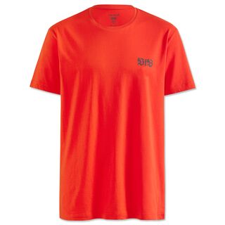 rotes T-Shirt mit schwarzem VfB Logo auf der Brust