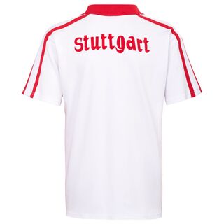weiße Rückseite des Trikots mit rotem Stuttgart Schriftzug