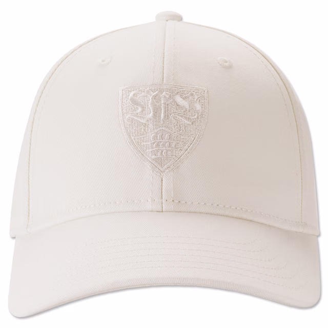 beigefarbene Cap mit beigefarbenem VfB Wappen auf der Vorderseite