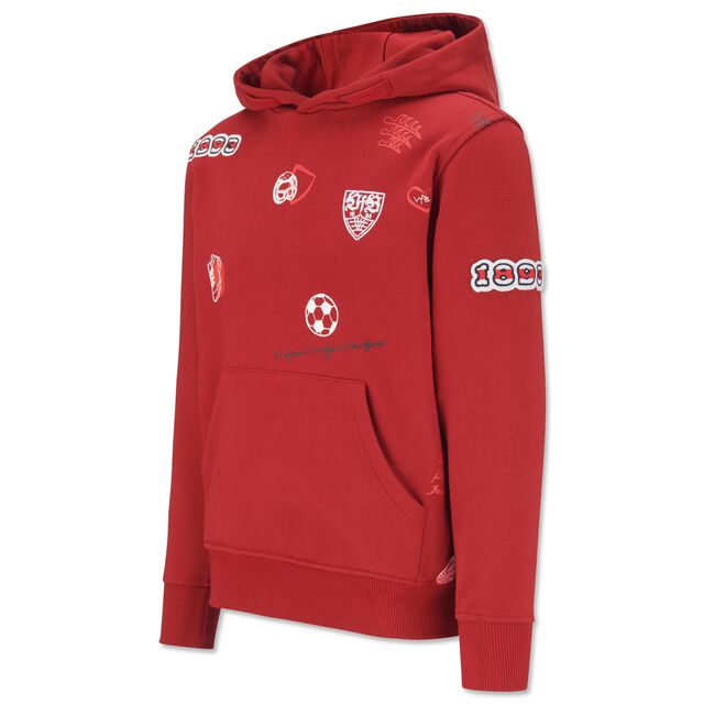 Hoodie in rot mit VfB Motiven 