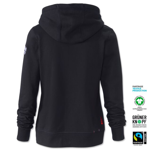 schwarze Rückseite des Hoodies
