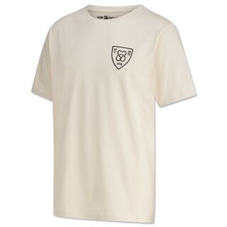 beigefarbenes T-Shirt mit alternativem VfB Wappen, das Zusammenhalt symbolisiert