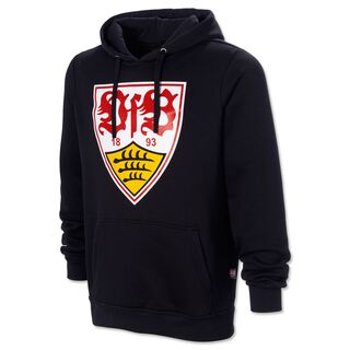 schwarzer Hoodie mit Kängurutaschen und großem VfB Wappen