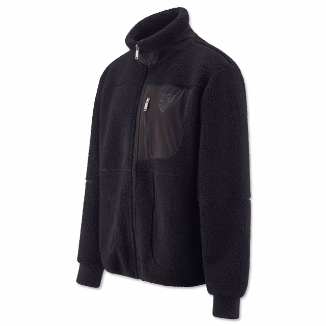 schwarze Teddy-Jacke mit  VfB Wappen auf der Brust 