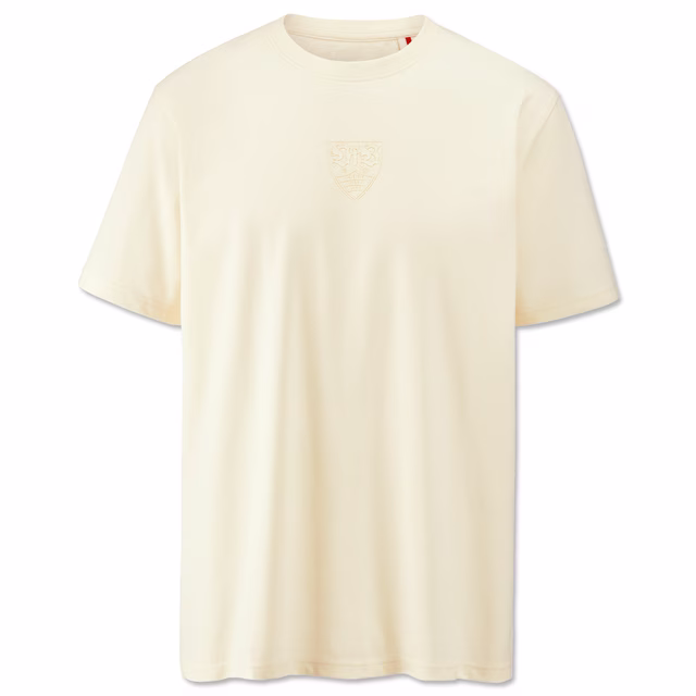 T-Shirt in Beige mit beigefarbenem VfB Wappen in der Mitte 