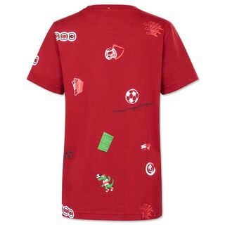 rote Rückseite des T-Shirts mit VfB- und Fußballelementen