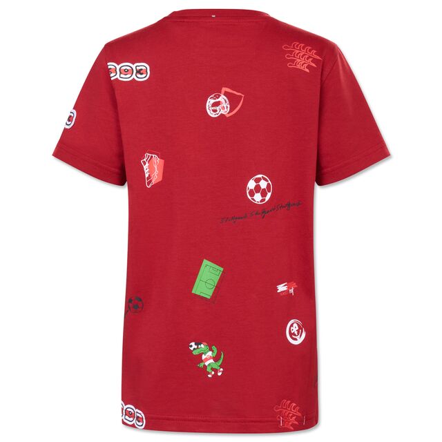 rote Rückseite des T-Shirts mit VfB- und Fußballelementen