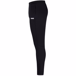 Seitenansicht der schwarzen Trainingshose mit kleinem JAKO Logo am Bein