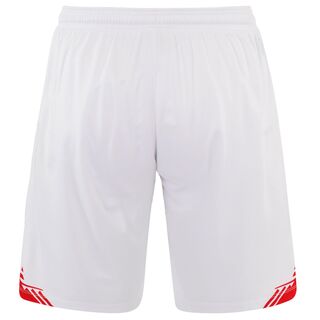 Rückseite der weißen Heimshorts 25/26 mit rotem Stäffele Muster am unteren Rand
