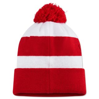 weiß-rote Rückseite der Bommelmütze