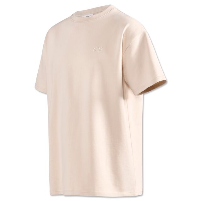 beigefarbenes T-Shirt mit kleinem beigefarbenen VfB Logo