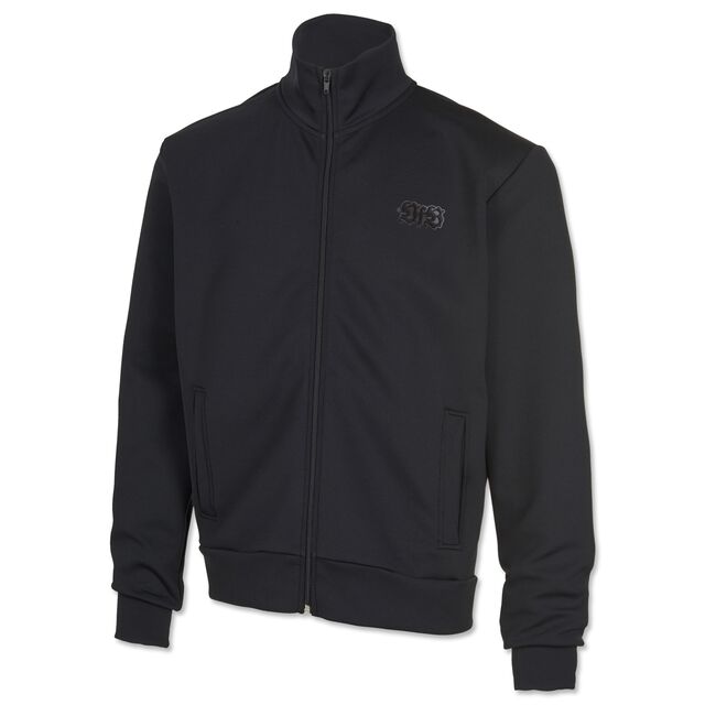 schwarze Jacke mit Taschen, Kragen und VfB Schriftzug auf der Brust 