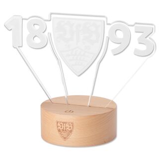 ausgeschaltete Tischlampe zeigt 1893 und das VfB Wappen