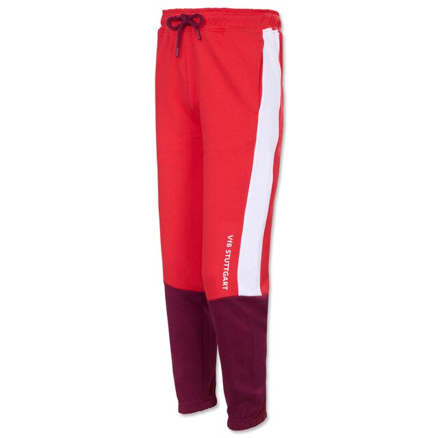 Jogginghose in verschiedenen Rottönen mit weißem Streifen an der Seite