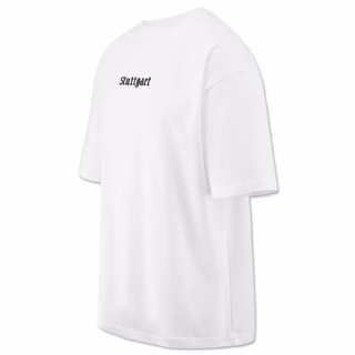 weißes T-Shirt mit kleinem Stuttgart Schriftzug