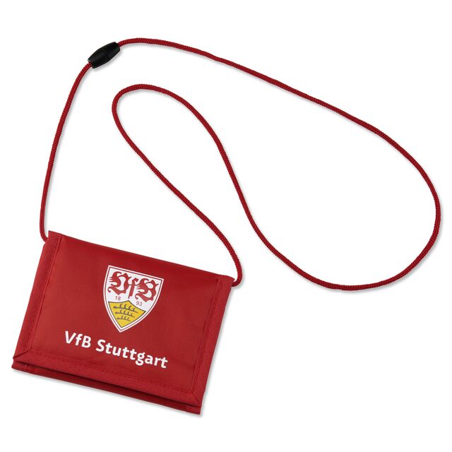 roter Brustbeutel mit VfB Wappen und der Aufschrift VfB Stuttgart