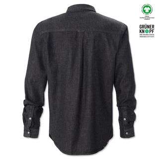 schwarze Rückseite des Jeanshemds