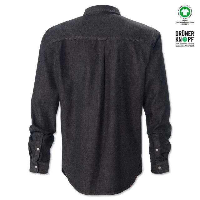 schwarze Rückseite des Jeanshemds