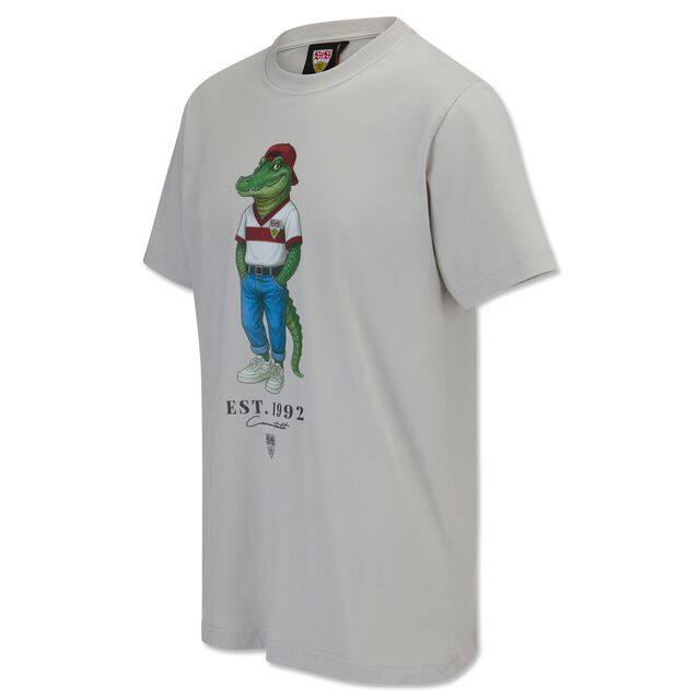 graues T-Shirt mit Grafik von Fritzle in Jeans