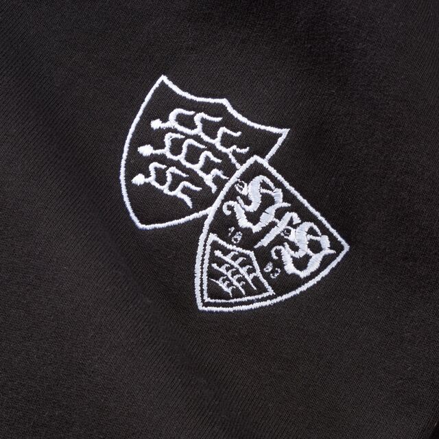 Nahaufnahme des VfB Wappens und des 