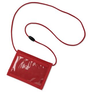 roter Brustbeutel mit transparentem Fach