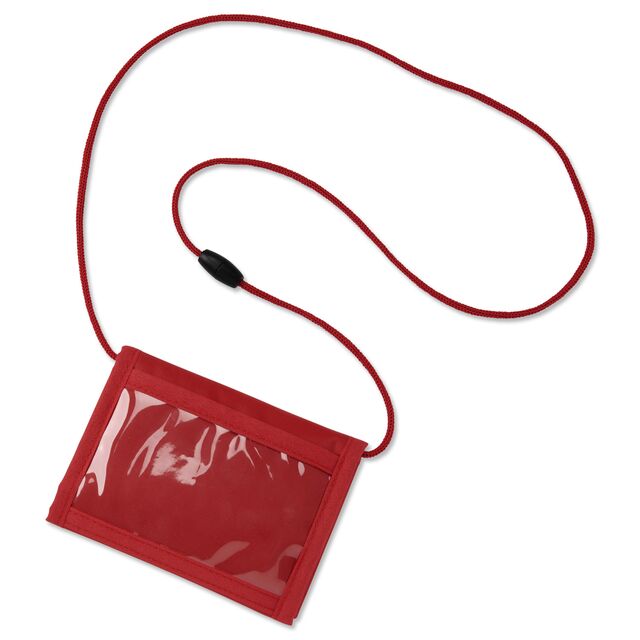roter Brustbeutel mit transparentem Fach