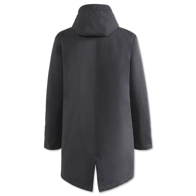 schwarze Rückseite des Parkas